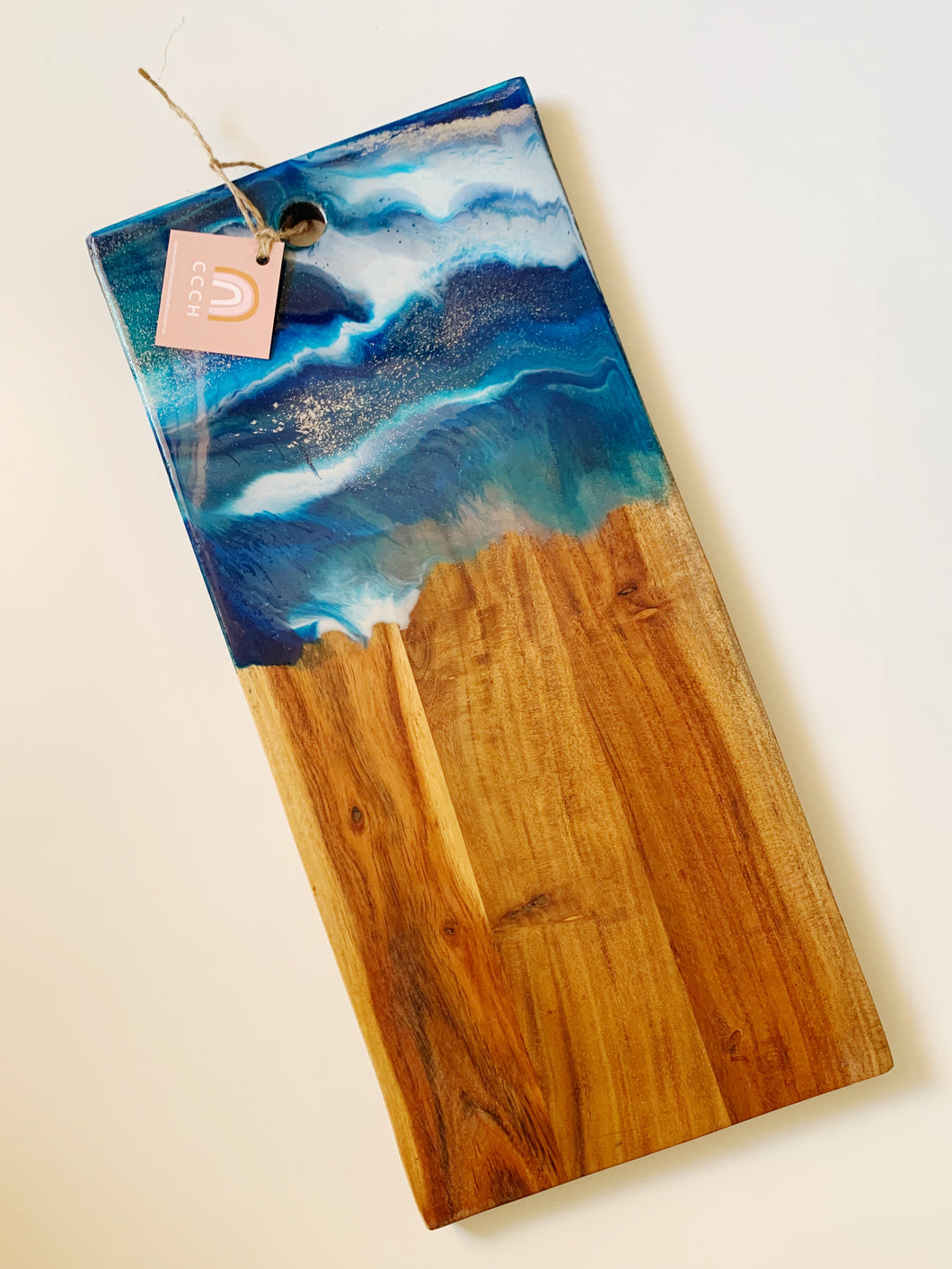 Resin Serving Board - Ocean Blues and Silver