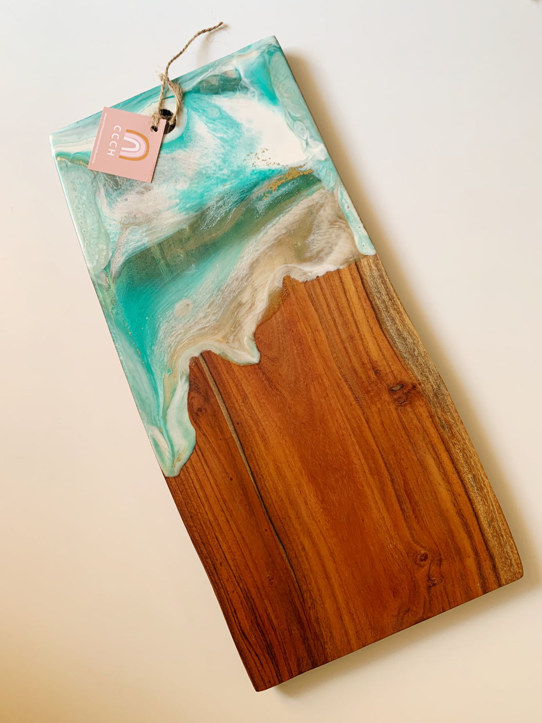 Resin Serving Board - Green,white and gold