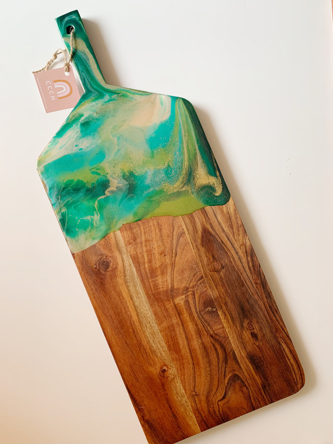 Resin Serving Board - Green and Gold